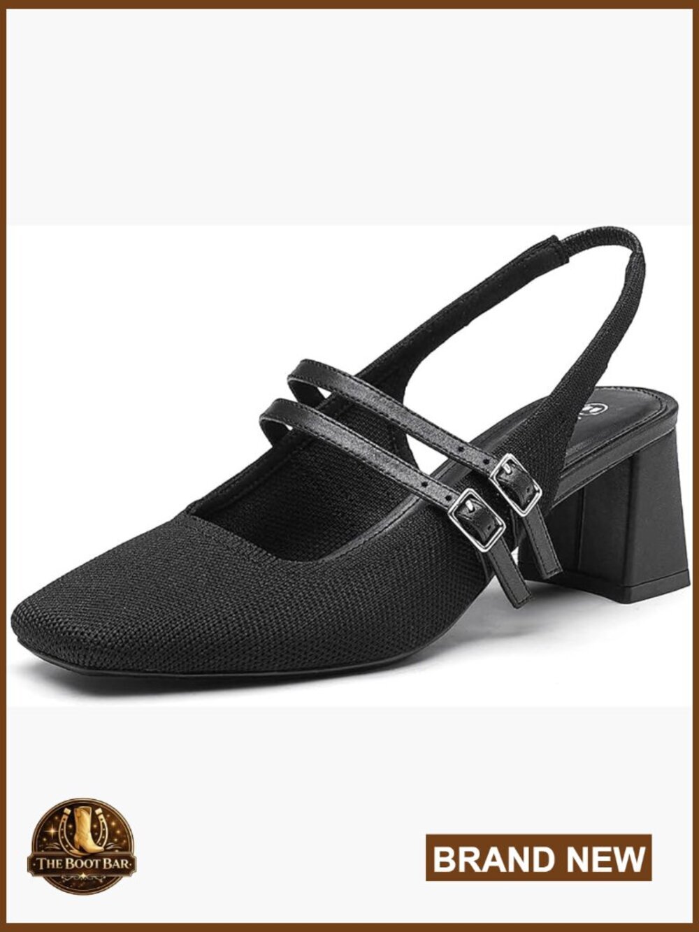 Low Heel Mary Jane Pumps - Chunky Slingback Dress Shoes Square Toe